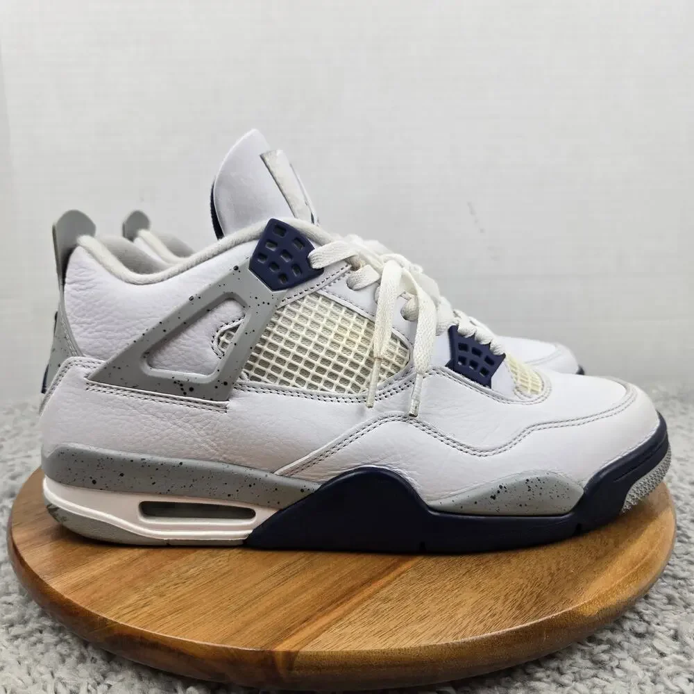 Jordan 4 Retro Mens 10 Midnight Navy White Casual Daily Sneaker DH6927-140